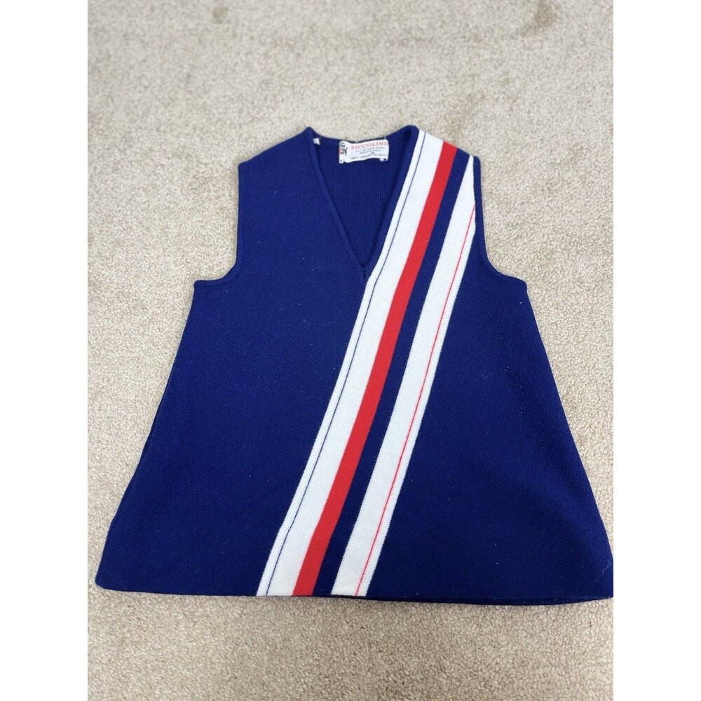 Vtg 60s Piccolino Gino Paoli Italy A-Line Knit Sweater Vest Tank Top Kid 3T Navy